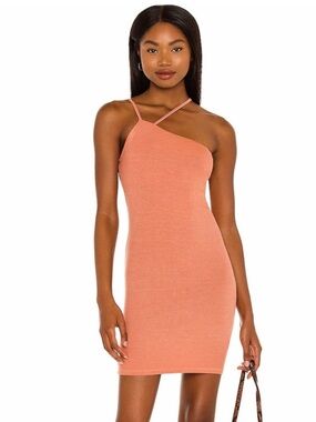 ENZA COSTA REVOLVE RIBBED ONE-SHOULDER MINI DRESS